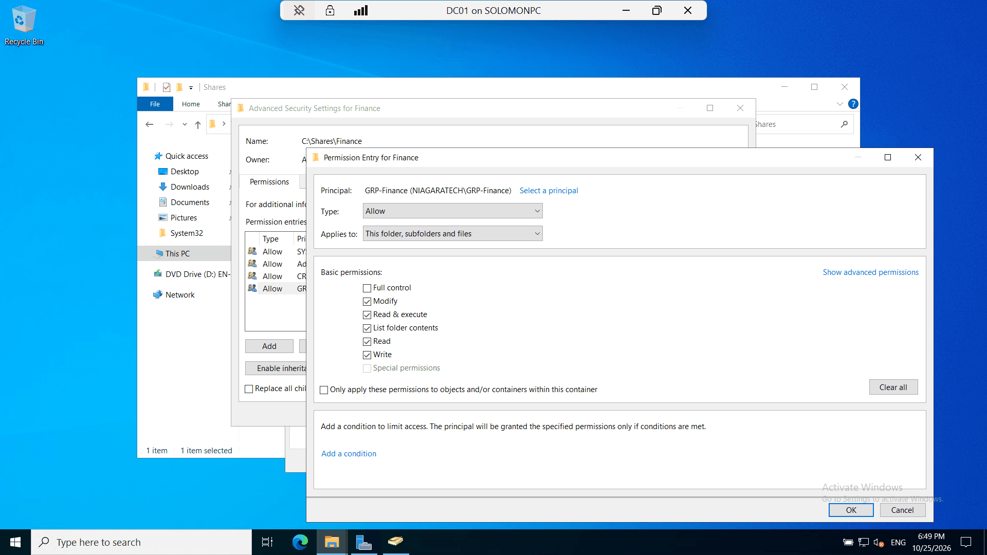Only GRP-Finance gets Modify on the Finance folder